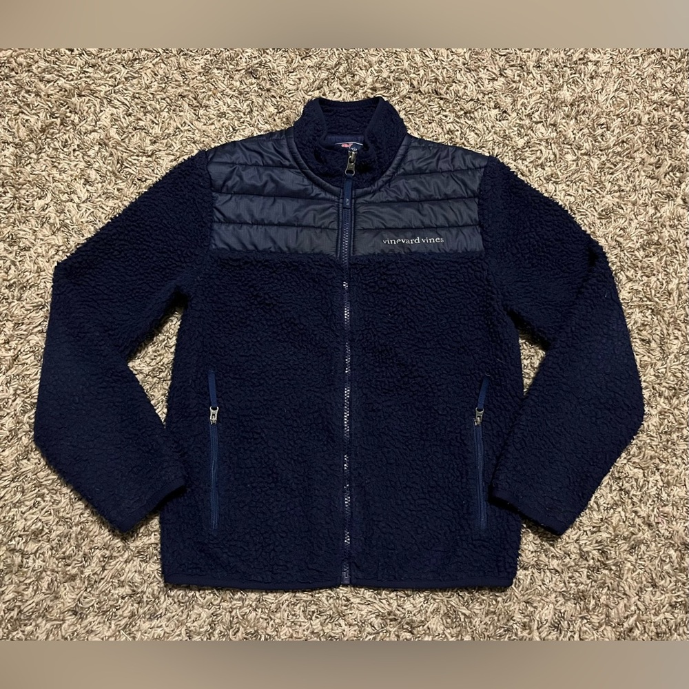 Vineyard Vines Navy Full Zip Sherpa Jacket Boys S 8-10 Years